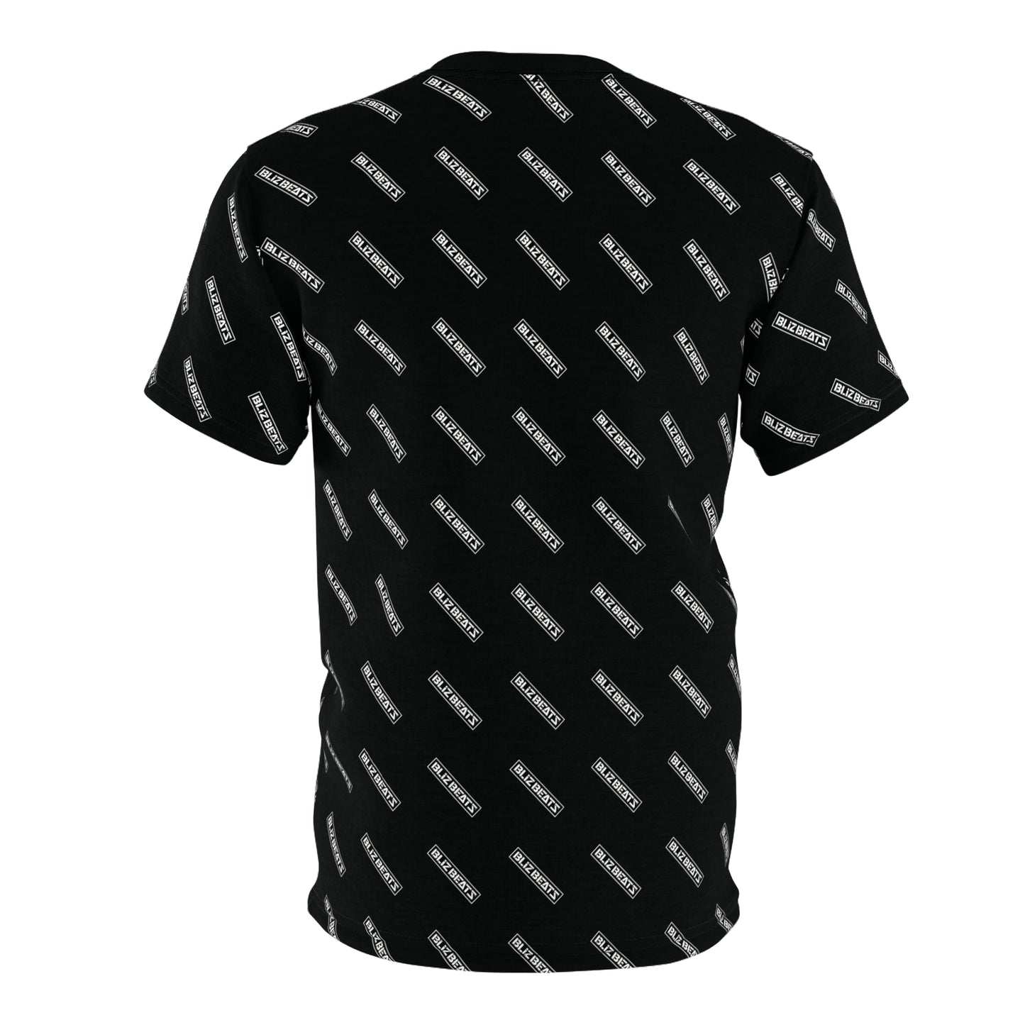 Bliz Beats Unisex Cut & Sew Tee - Black with White Logo (AOP)