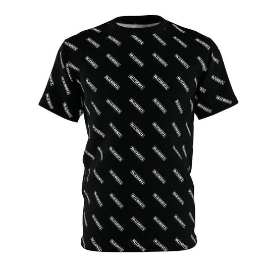 Bliz Beats Unisex Cut & Sew Tee - Black with White Logo (AOP)